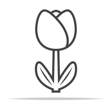 recommend clip art: Tulip flower outline icon vector isolated