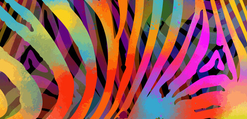 Multi colored Zebra print background. Vector illustration. © Мария Неноглядова