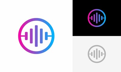 audio wave simple logo design vector