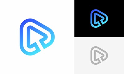 arrow media play logo vector design