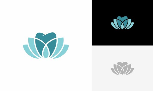 dental with lotus logo design vector
