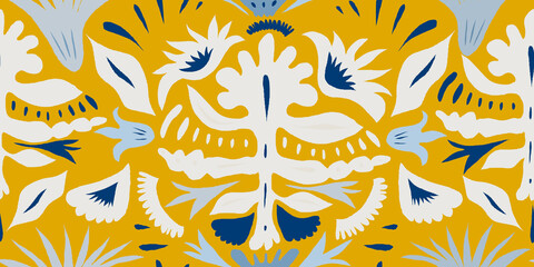 Modern etnisch bloemen sierpatroon. Hand getekende abstracte organische vormen afdrukken. Collage eigentijds ontwerp.