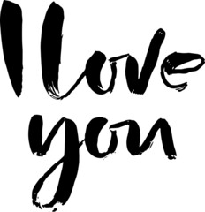 I love you. Modern dry grunge lettering template.