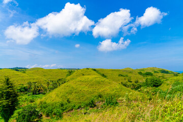 Fototapeta na wymiar The teletubbies hill in Nusa Penida, Bali, Indonesia.