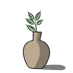Small plant in the pot.Hand drawn.Creative with illustration in flat design.