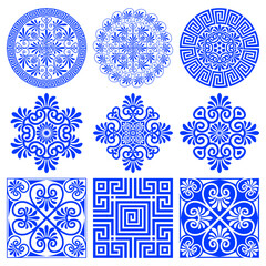 Collection of vector ethnic ornaments in traditional Greek style