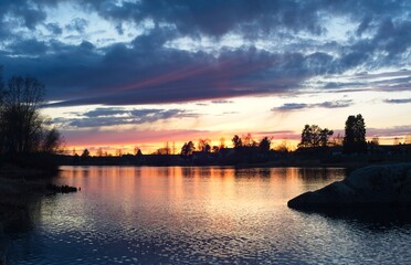 Sunset over the river