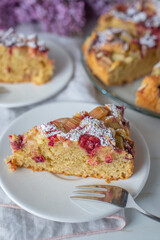 sweet home made pie with rhubarb 