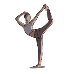 Yoga workout concept,Healthy lifestyle.Line drawing,Woman exercise in yoga posture on over white background.Creative with illustration in flat design.