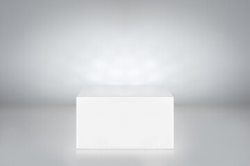 Blank white pedestal on gray background - Powered by Adobe