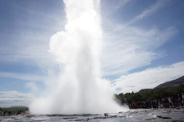 Fototapeta na wymiar Water exploding in geysir, Iceland. 