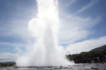 Fototapeta na wymiar Water exploding in geysir, Iceland. 