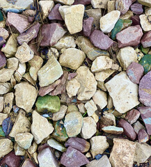 Crushed stone road building material gravel texture.