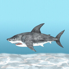 Fototapeta premium Watercolor hand drawn artistic colorful undersea ocean life illustration on grunge background