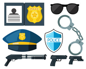 Cartoon police set vector