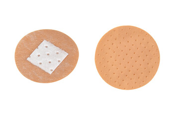 Brown circle elastic plaster sticky isolated on the white background