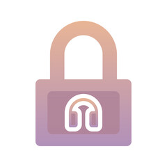 headphone lock gradient logo design template icon