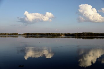 clouds reflected in water