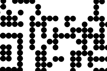 Abstract background similar to QR code. Black circles on a white background.