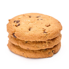 Homemade chocolate cookies on white background. Dessert. 