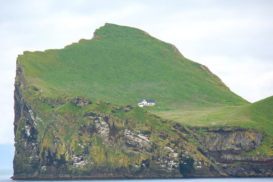 Lonely house on the Island ellidaey of the Vestmannaeyjar archipelago. Iceland