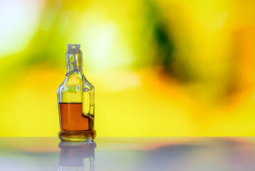 stylish bottle with colored alcohol