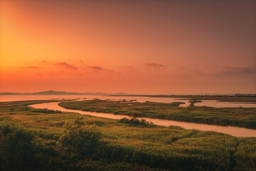 Sunset of Lake Hwaseong