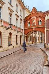 Fototapeta na wymiar Street Pijarska in Krakow with museum