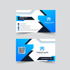 Blue and white business cards design,modern business card template