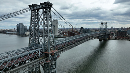 Williamsburg Bridge over East River close New York City NYC