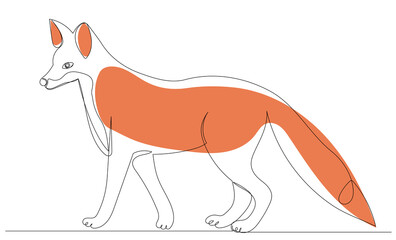 Obraz premium fox drawing in one continuous line, isolated, vector