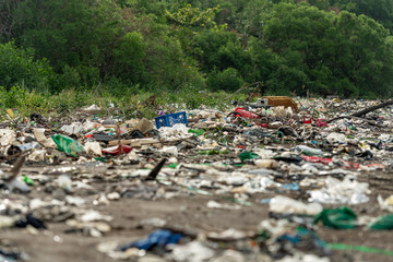 Ocean Dumping - Total pollution on a Tropical pacific beach, Panama, Central America - stock photo