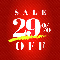 29% off tag twenty nine percent discount sale white letter red gradient background