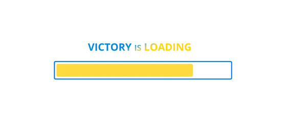 Victory is loading. Flag of Ukraine on a white background. War in Ukraine