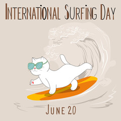 International surfing day. Holiday concept. Template for poster, card, calendar