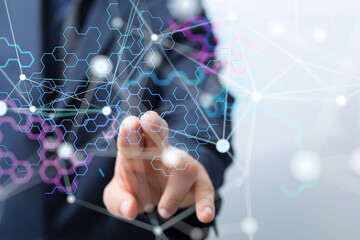 Abstract network of physical devices on the Internet using a network connection with statistics numbers 3d illustration