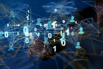 Abstract technology group and data 3d