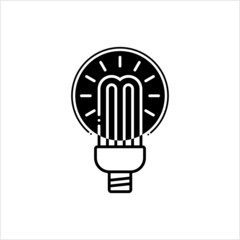 Cfl Lamp Icon, Compact Fluorescent Lamp, Energy Saving Light Lamp