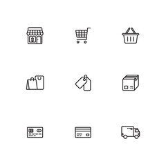 shopping tag cart credit card truck delivery box icon design