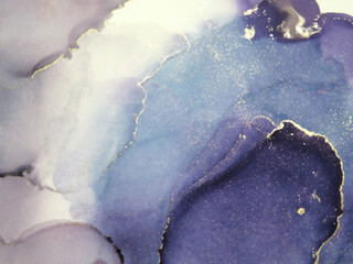 アルコールインクアート(青・灰色・藤紫)