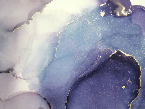 アルコールインクアート(青・灰色・藤紫)