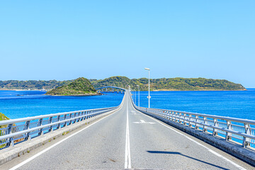 春の角島大橋　山口県下関市　Tsunoshima Bridge in Spring. Yamaguchi-ken Shimonoseki city.