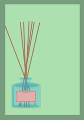 Glass air freshener with wooden sticks
