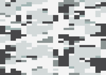 Winter digi camo vector, seamless pattern. multi-scale modern pixel camouflage in white, gray tones.
