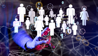 Global network. Blockchain. 3D illustration. Neural networks and artificial intelligence. Abstract