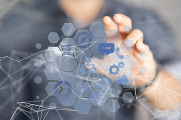 Connecting lines and dots.Big data visualization