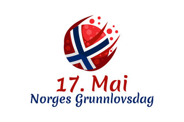 Translation: May 17, Norwegian Constitutional Day. Vector Illustration. Suitable for greeting card, poster and banner. 