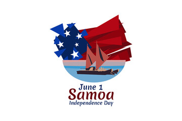June 1, Independence Day of Samoa vector illustration. Suitable for greeting card, poster and banner.