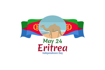 May 24, Independence Day of Eritrea  vector illustration. Suitable for greeting card, poster and banner.