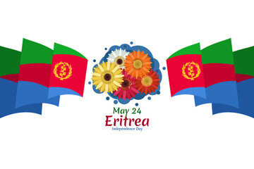 May 24, Independence Day of Eritrea  vector illustration. Suitable for greeting card, poster and banner.